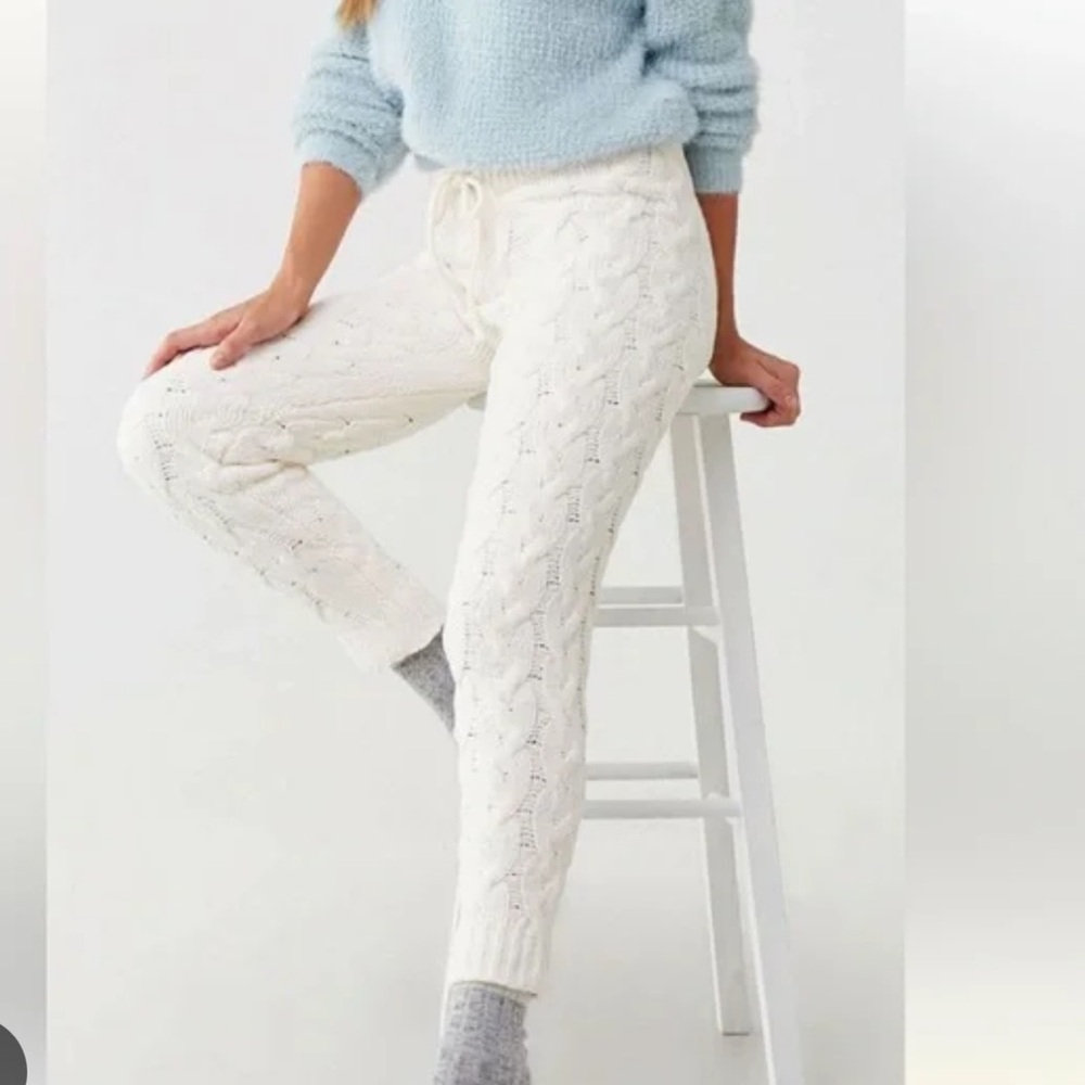 Pink Forever 21 chunky cable knit joggers size XS NWT